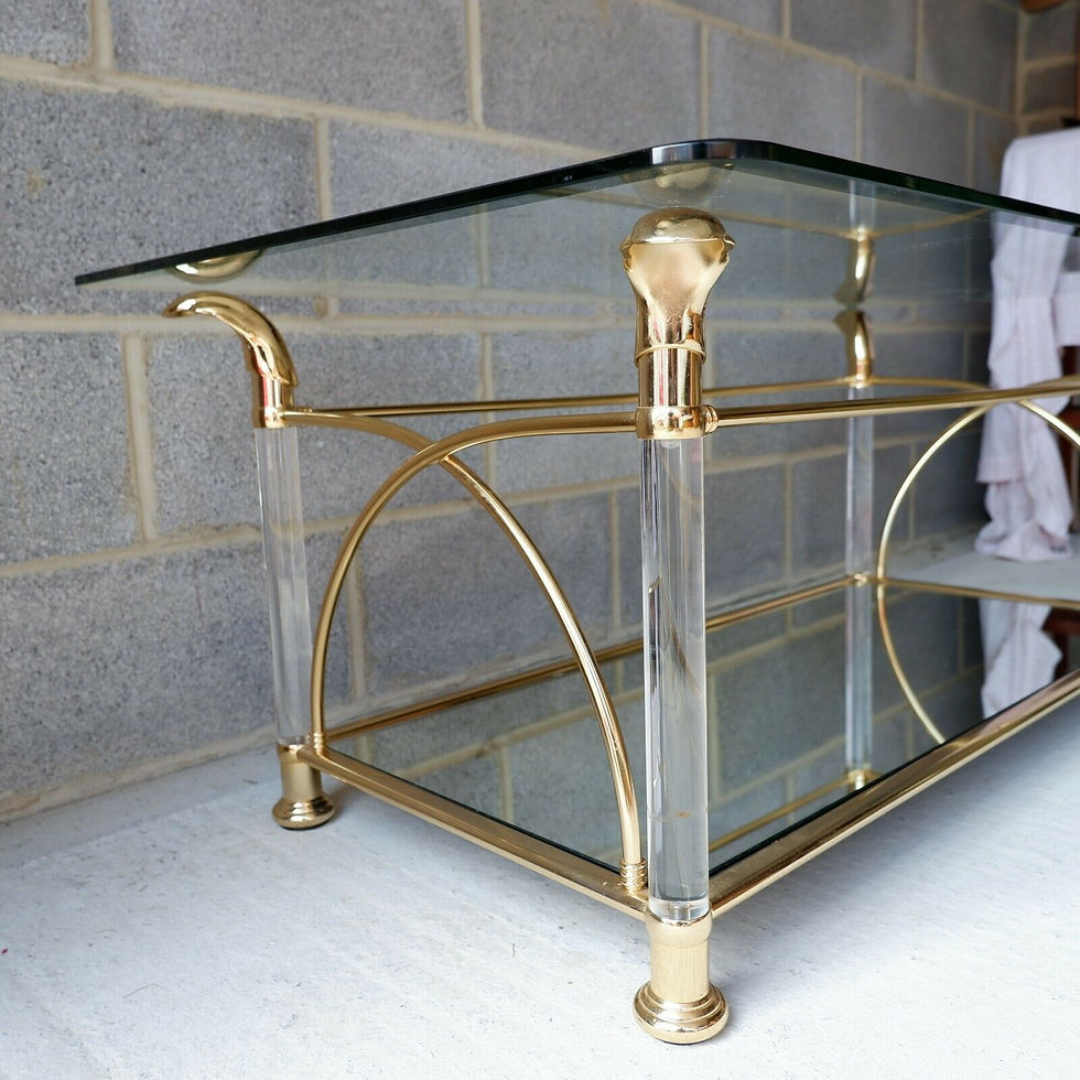 Thumbnail: A Vintage Acrylic / Lucite And Brass Effect Frame Coffee Table