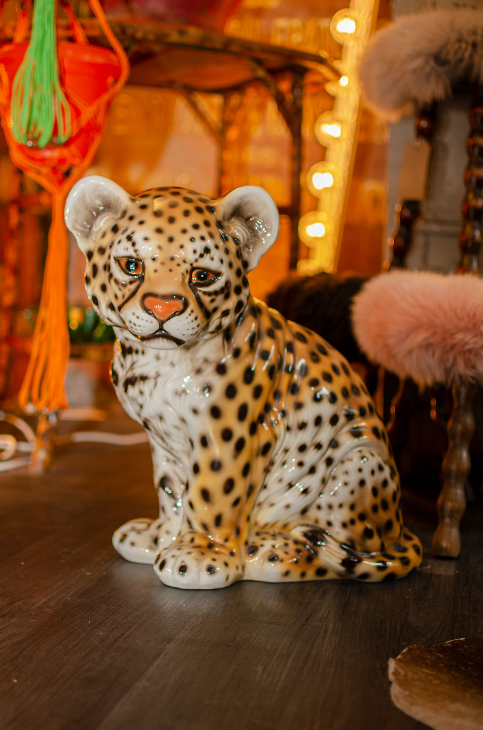 Thumbnail: Large vintage Italian ceramic cheetah cub 11