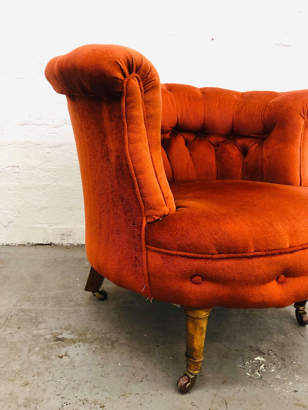 Thumbnail: Burnt Orange Velvet Single Seater Tub Chair 10