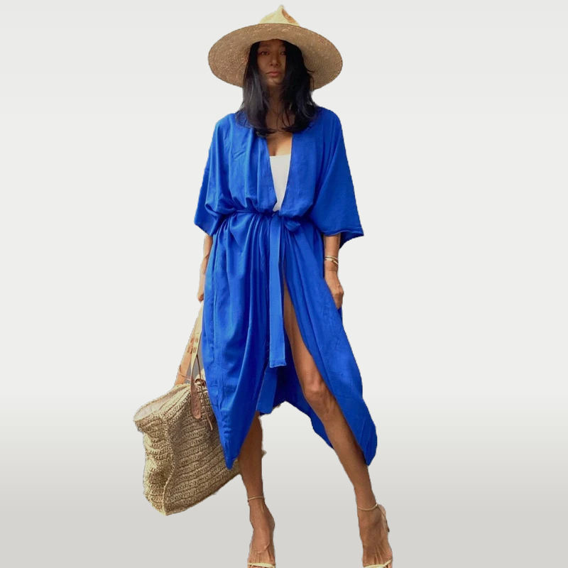 Cusuti Cotton Beach Robe Maxi Dress | Long Bikini Cover Up Sarong | Beachwear