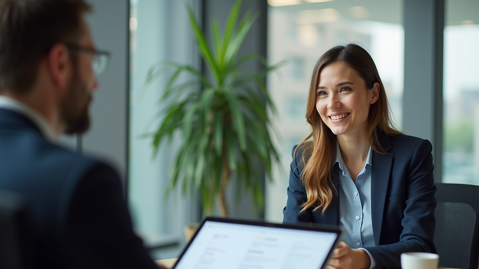 Eye-level view of a recruiter discussing job opportunities with a candidate