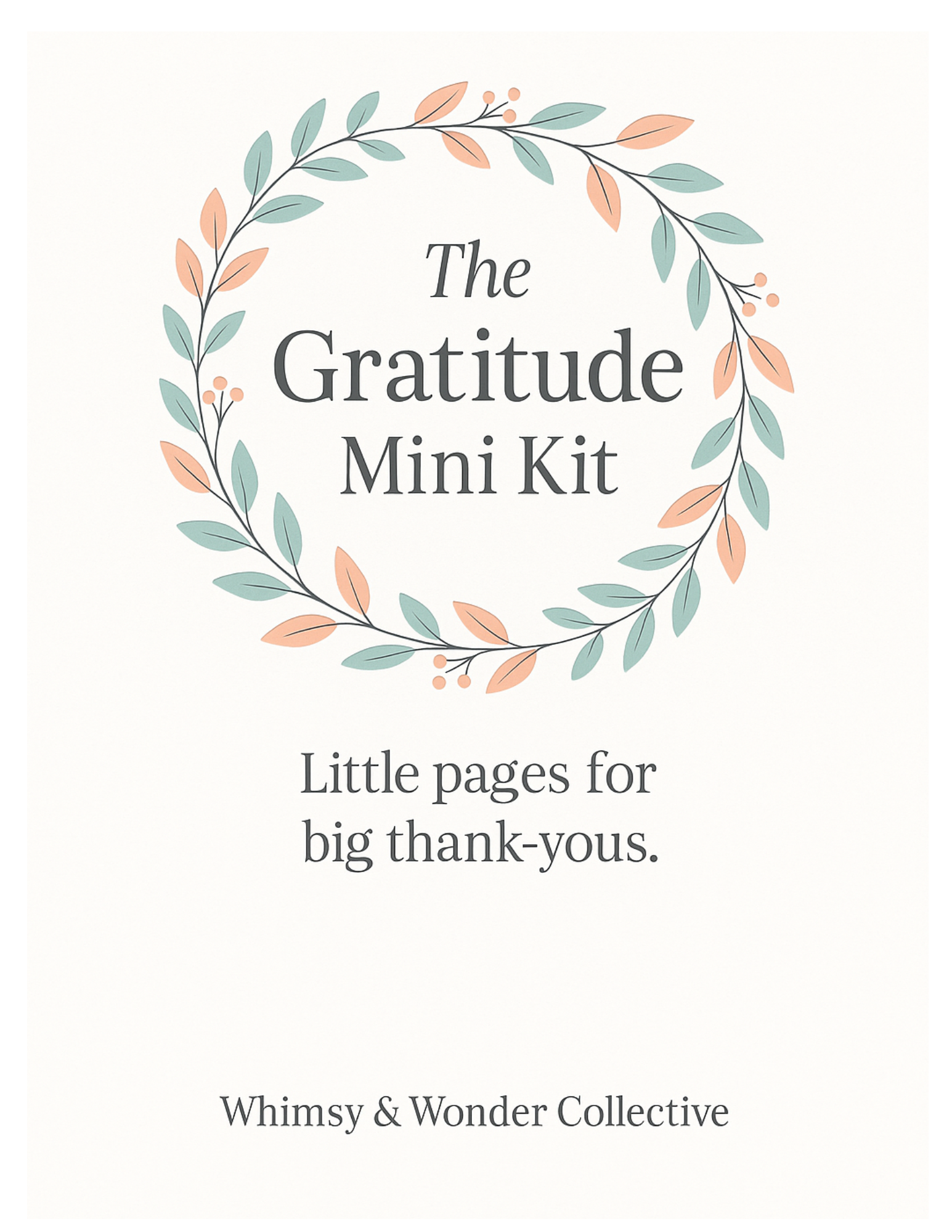 Gratitude Mini Kit cover with wreath and ‘Little pages for big thank-you