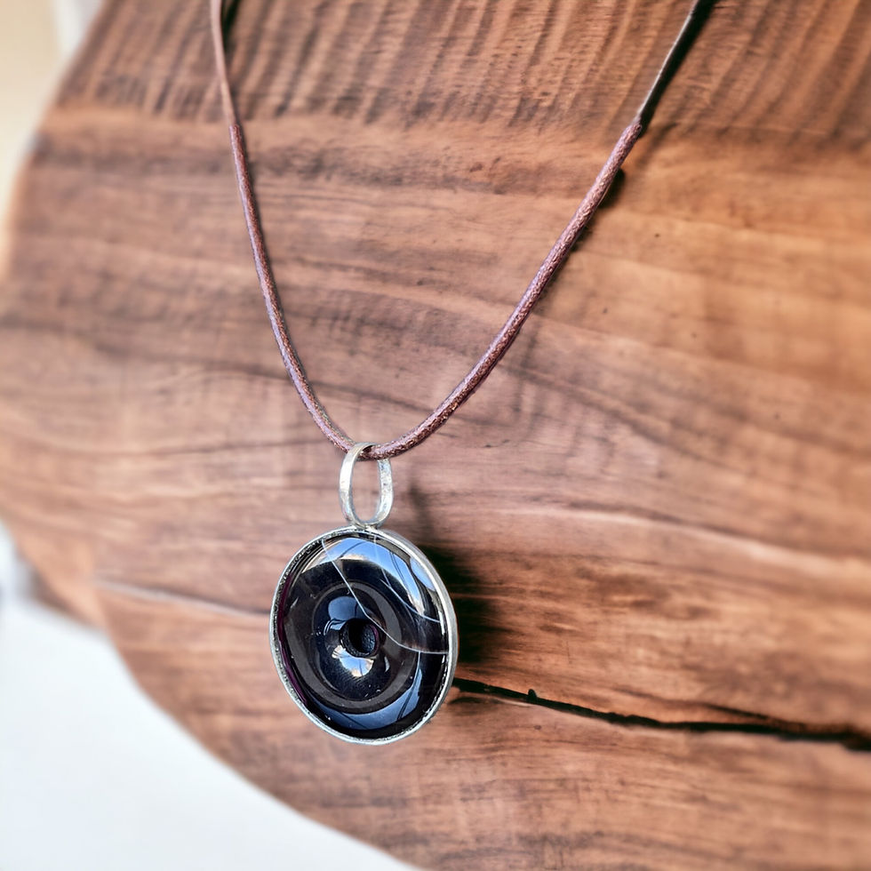 Thumbnail: Black Onyx Pendant with Leather Cord
