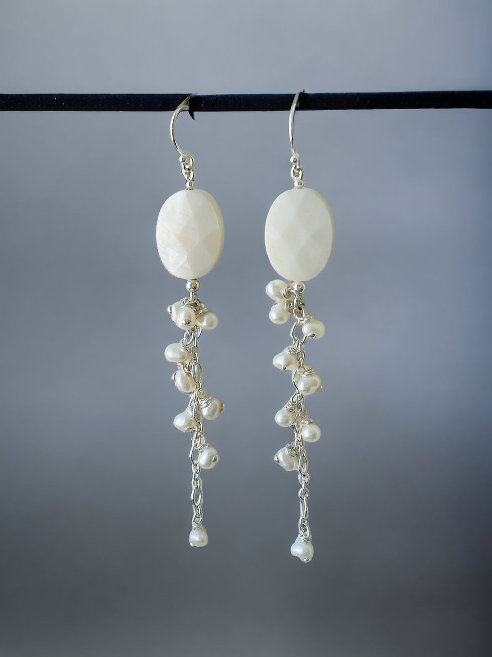 Thumbnail: Pearl Shell and Freshwater Pearls Earrings