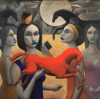 Women with horses- Mixed Technique - 80 