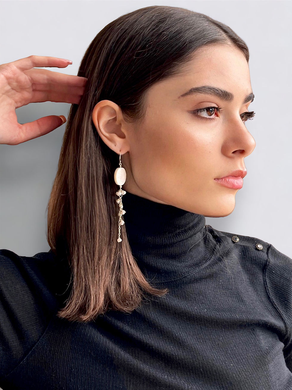 Thumbnail: Pearl Shell and Freshwater Pearls Earrings