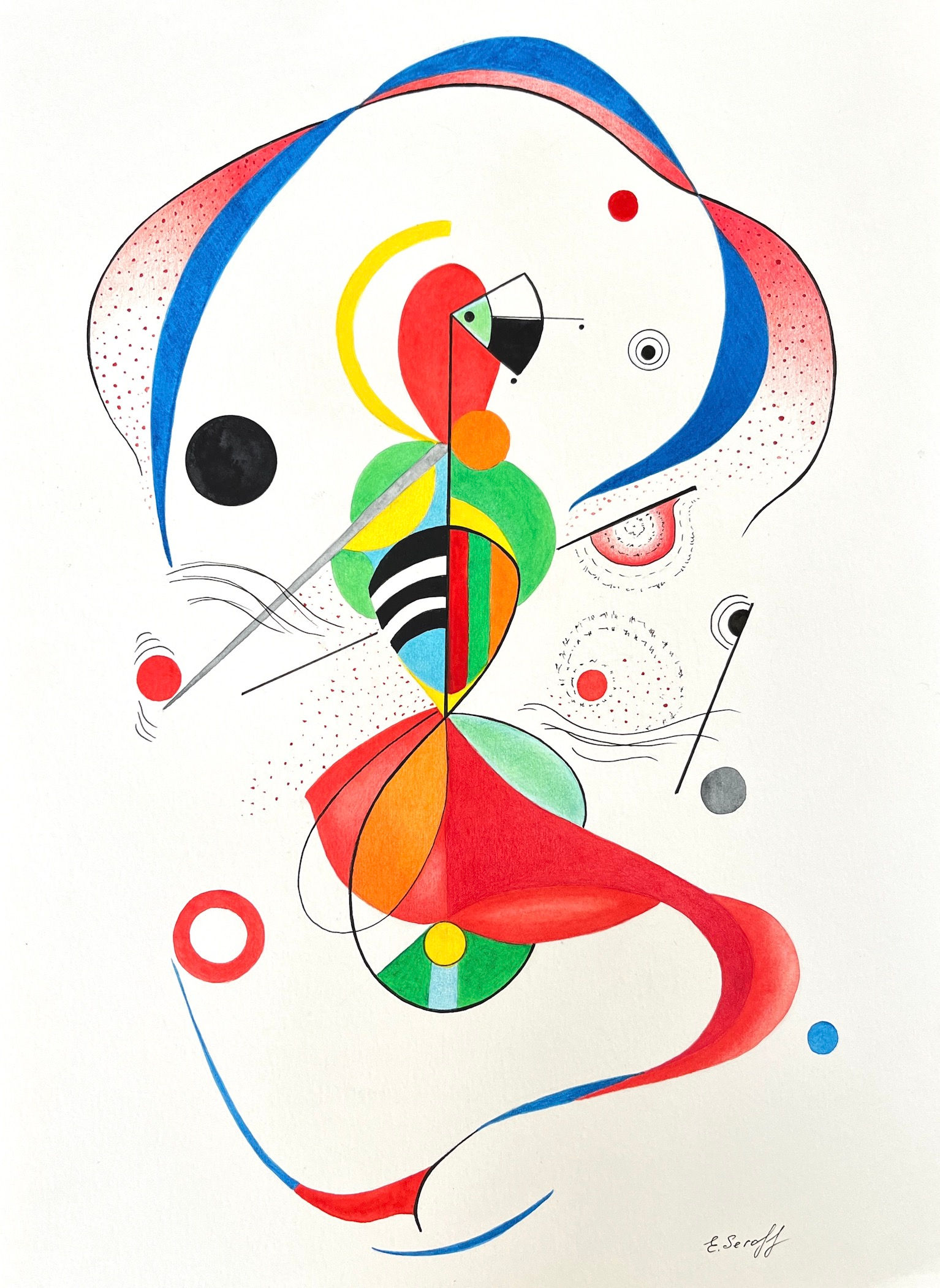 Woman Warrior in Abstract. Rhythms of Color by Elena Seroff
