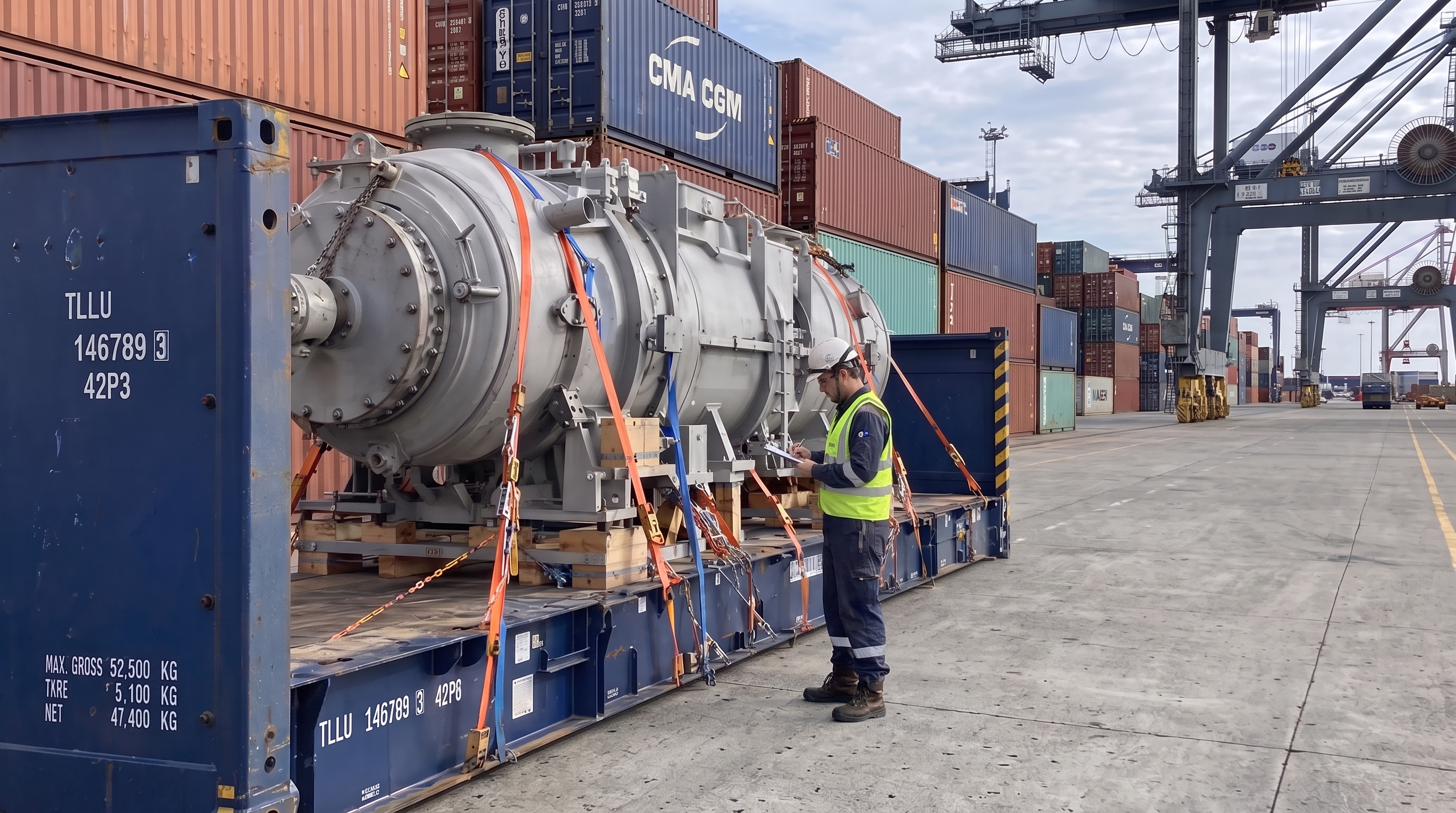 Out-of-Gauge (OOG) Flat Rack Lashing & Surveyor Certification