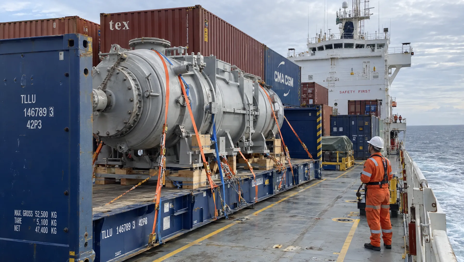 Out-of-Gauge (OOG) Flat Rack Lashing & Surveyor Certification