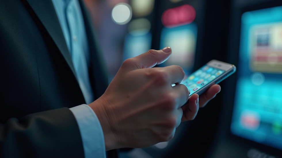 Close-up view of a person using a smartphone to access an online gambling platform