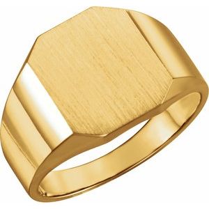 14K Yellow 14x12 mm Octagon Signet Ring
