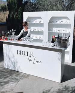 Wedding styling setup in Wellington with custom bar