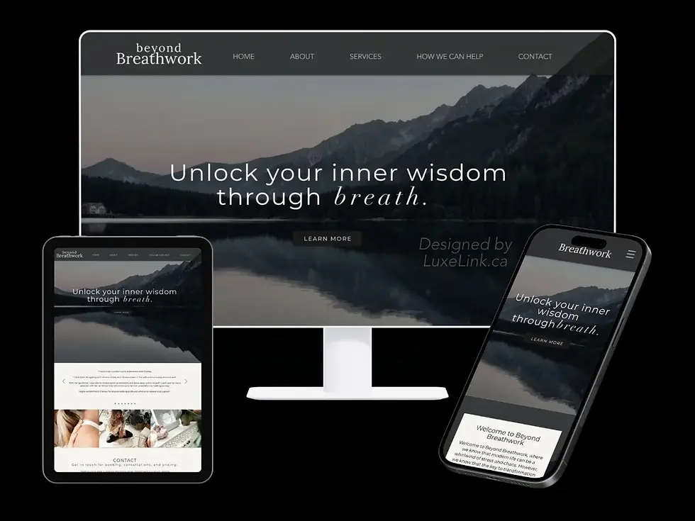 Beyond Breathwork website designed by LuxeLink across desktop, tablet, and mobile for a breathwork business