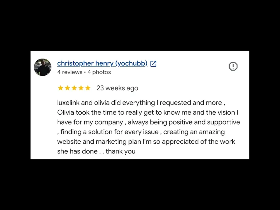 Google review from Christopher Henry about working with LuxeLink on the Enjoy the Ride website and marketing plan