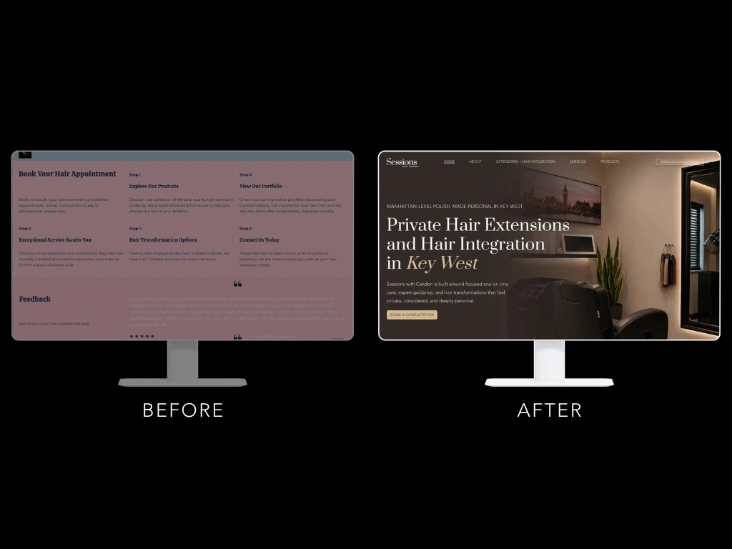 Hair Salon Website Package by LuxeLink Before and After