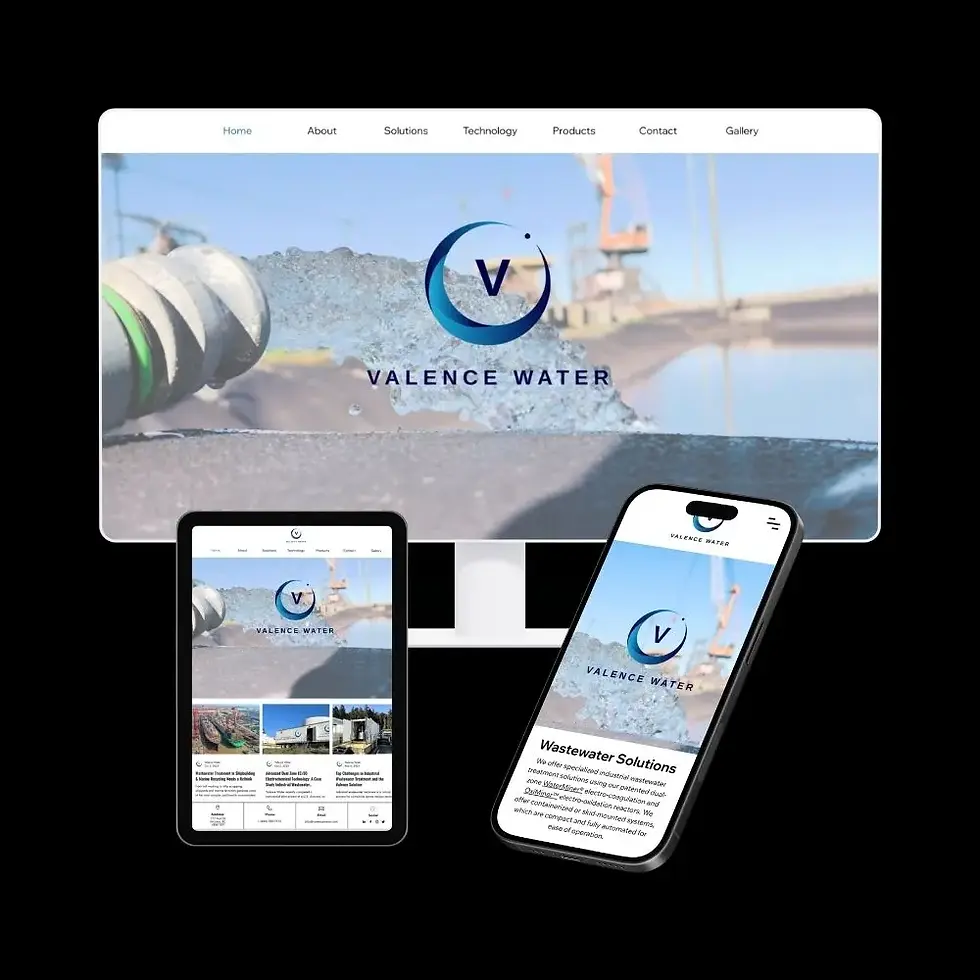Valence Water wastewater solutions website designed by LuxeLink across desktop, tablet, and mobile