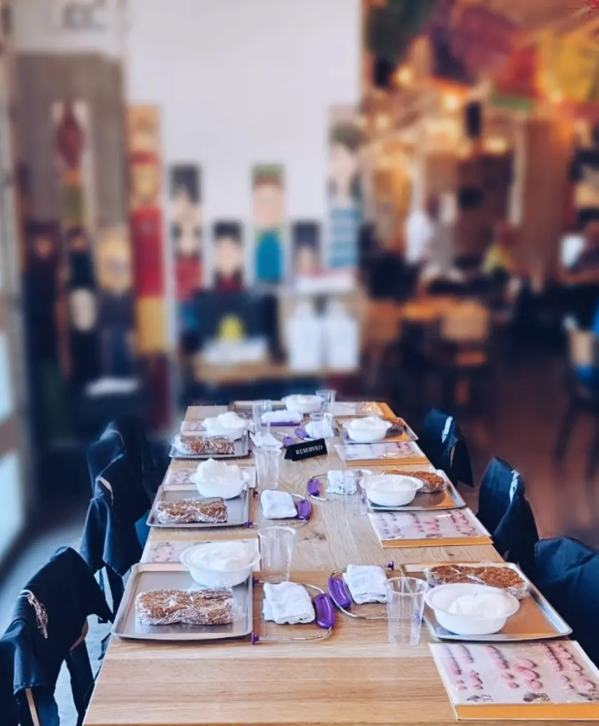 Decorating class table setup for Wild Flour.webp