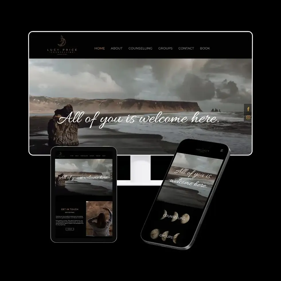 Lucy Price Counselling website designed by LuxeLink across desktop, tablet, and mobile for a counselling practice