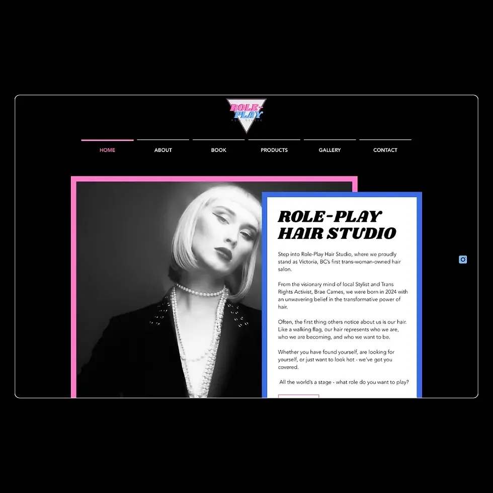 Before screenshot of the original Role-Play Hair Studio homepage design