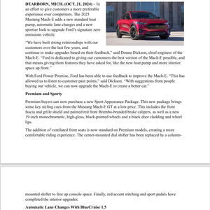 2025 Mustang Mach-E New Relase