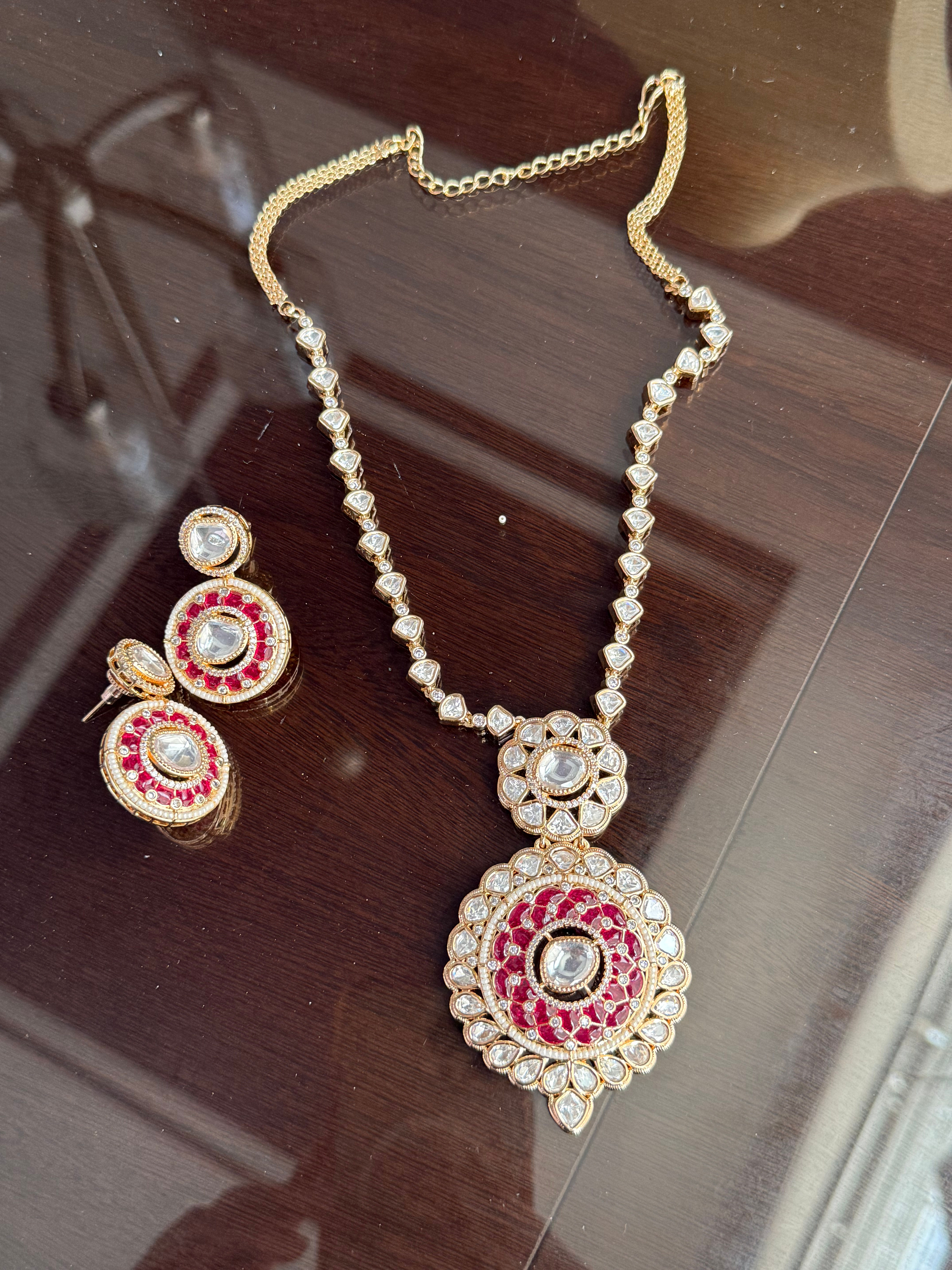 Ruby stone Jadau Necklace with stone work !