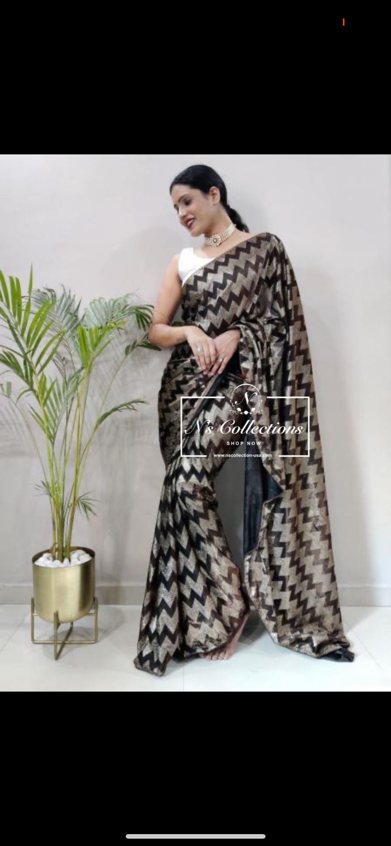 Partywear brown sequins work Lycra ready to wear saree !Blouse size 42/44