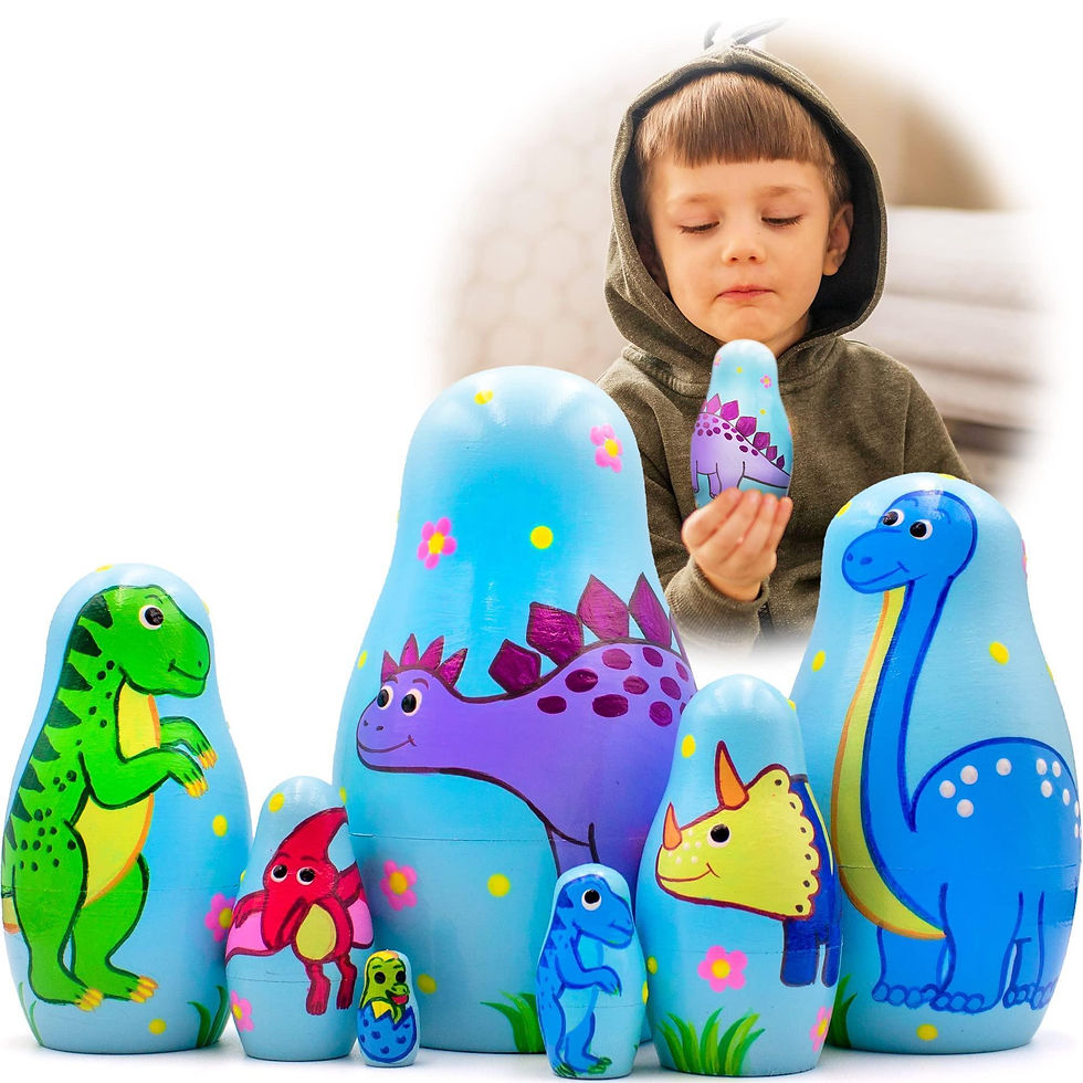 Thumbnail: Dinosaur Nesting Dolls Set 7 pcs Dinosaur Decor Matryoshka Dolls Hand Painted
