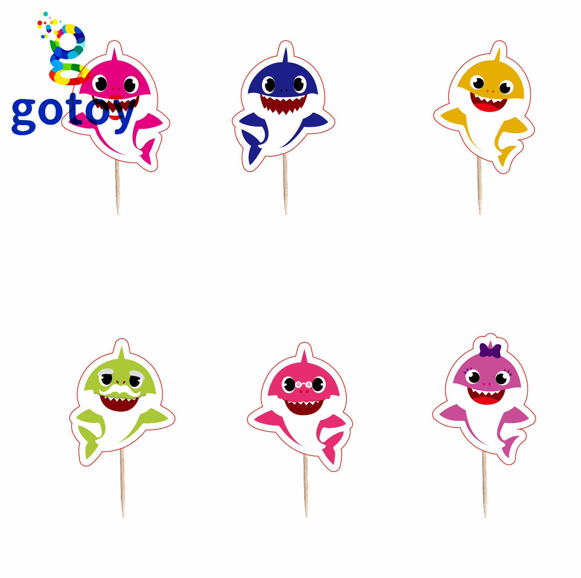 24pcs Baby Shark Paper cupcake topper