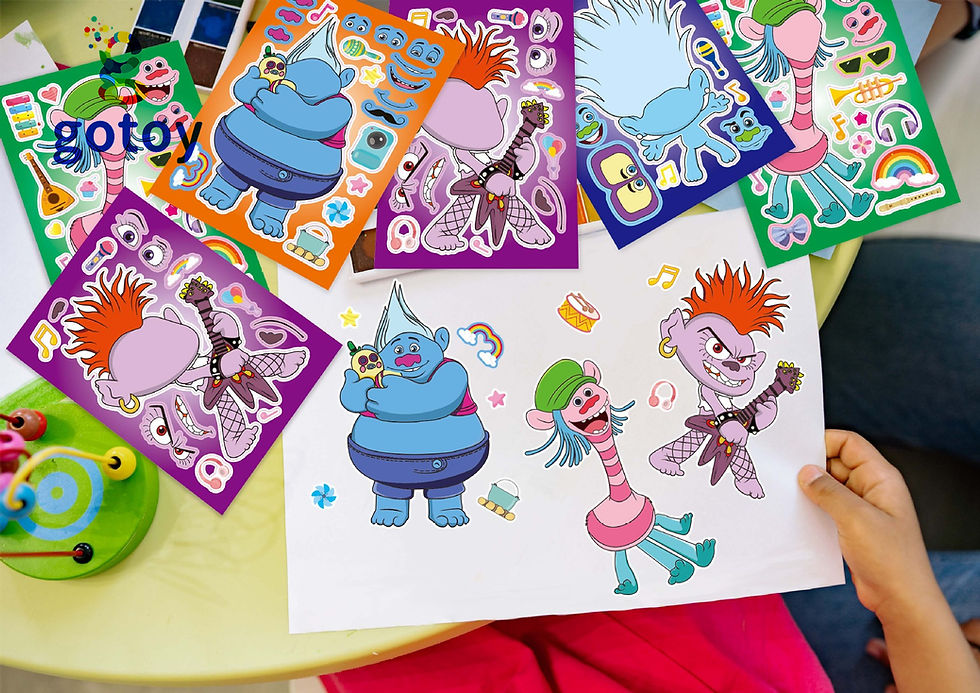 Thumbnail: 16pcs Trolls Film Stickers Make a Face Stickers Birthday Party Supp