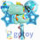 Thumbnail: 7pcs 32 inch Dinosaur Blue Foil Number Balloon