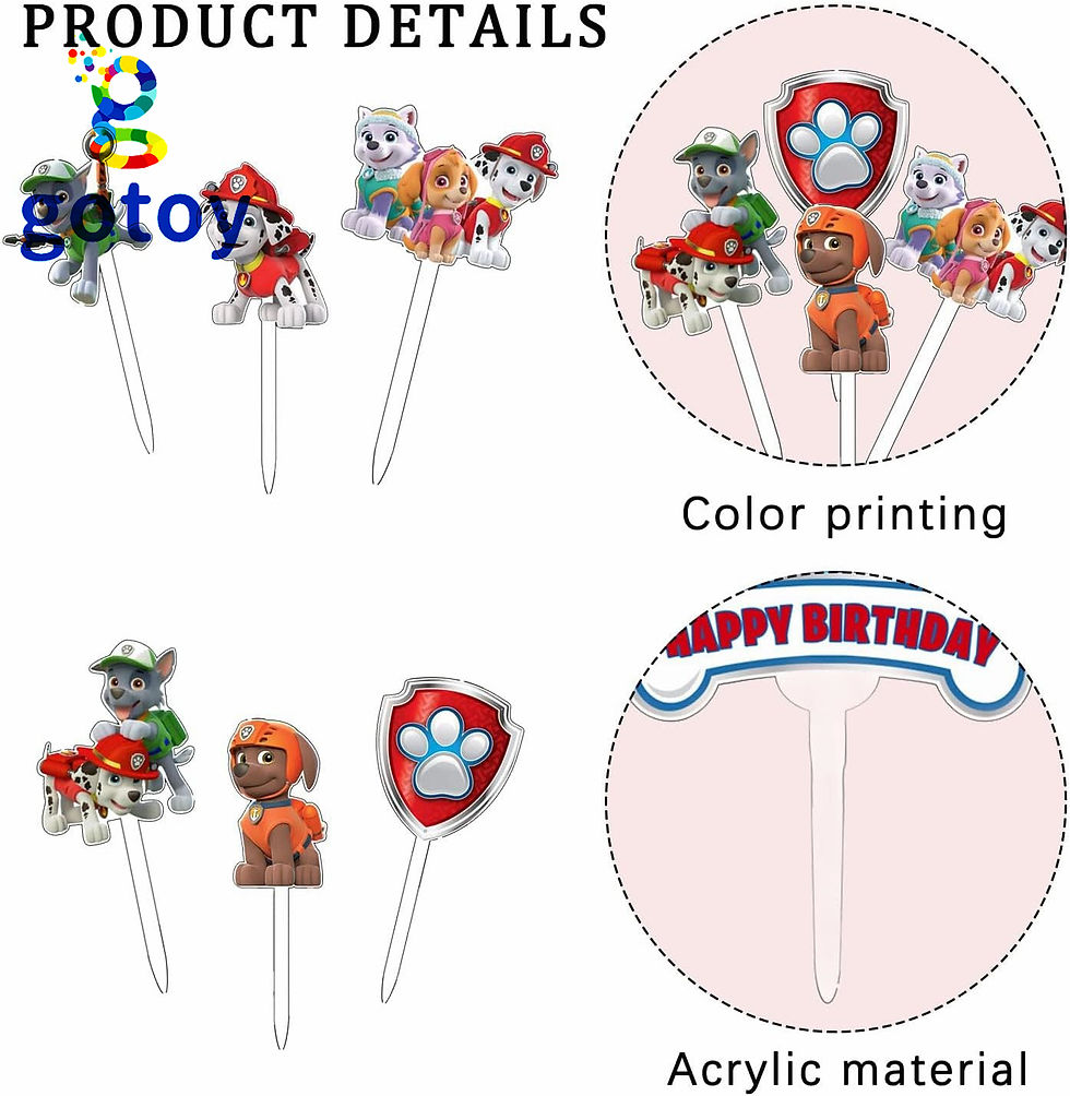 Thumbnail: 7pcs 4th PAW Patrol Acrylic  Cupcake Toppers  Birthday Party Cupcake Dec