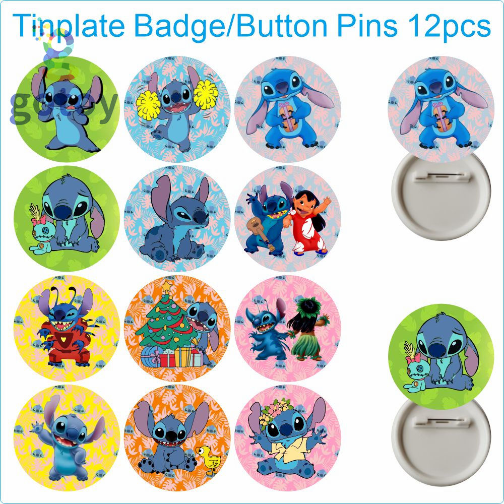 12pcs Lilo & Stitch Birthday Party Supplies Pin Button Badge 32mm gift