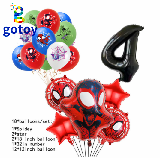 Thumbnail: 18pcs Spidey spider Happy birthday party decorations balloon
