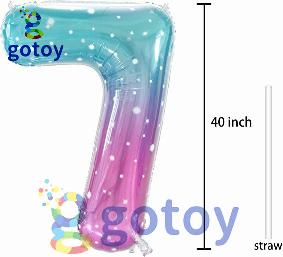 Thumbnail: 40 inch Rainbow Shining Star Number Balloon