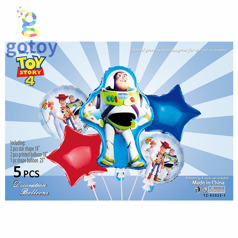 5pcs Cute Toy Story Foil Balloon Display (Air Filled and Helium