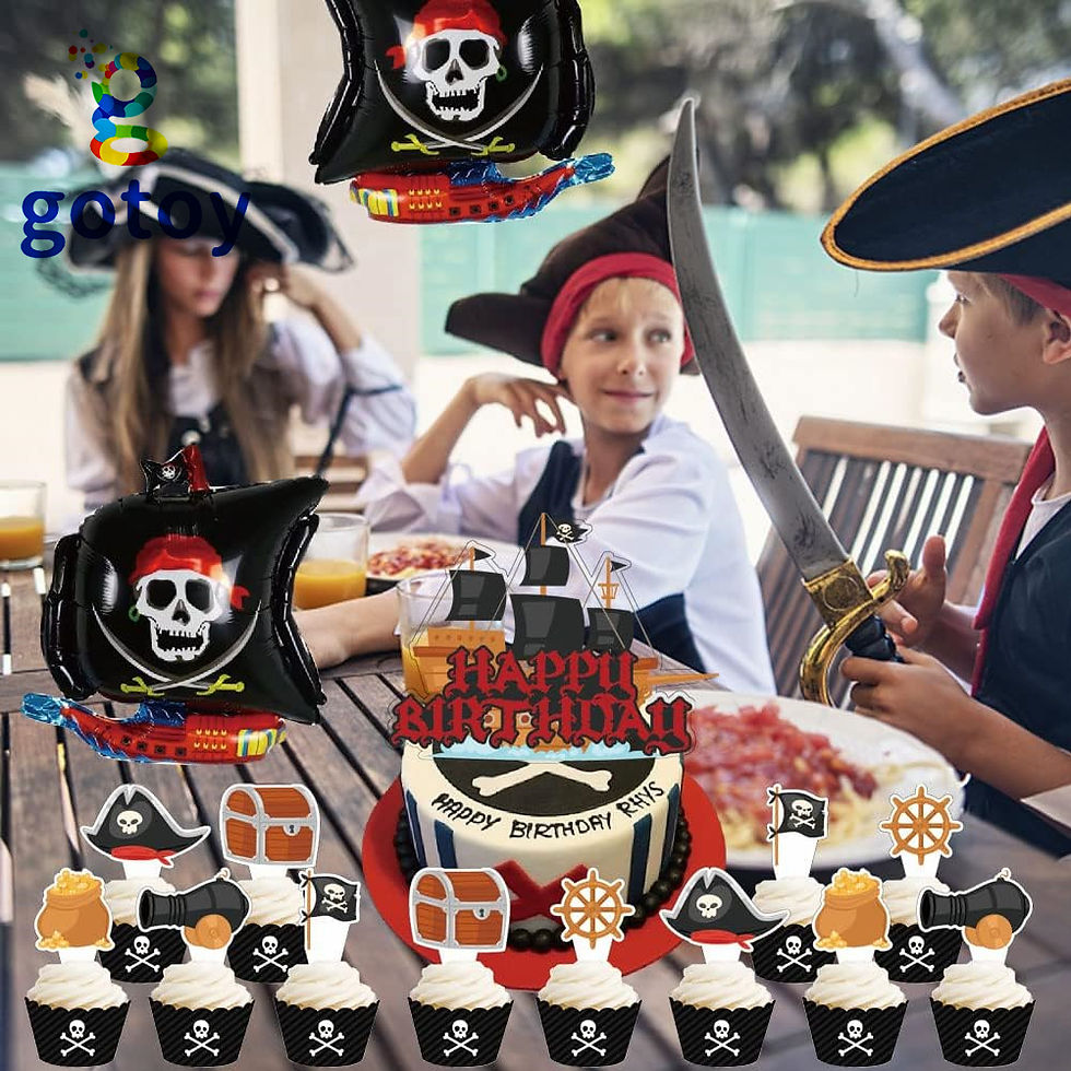 Thumbnail: Pirate Party Supplies Happy Birthday Banner Balloon Cake Toppers set