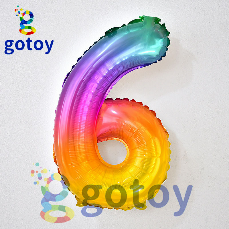 Thumbnail: 32 inch Rainbow Color Jelly Number Balloon