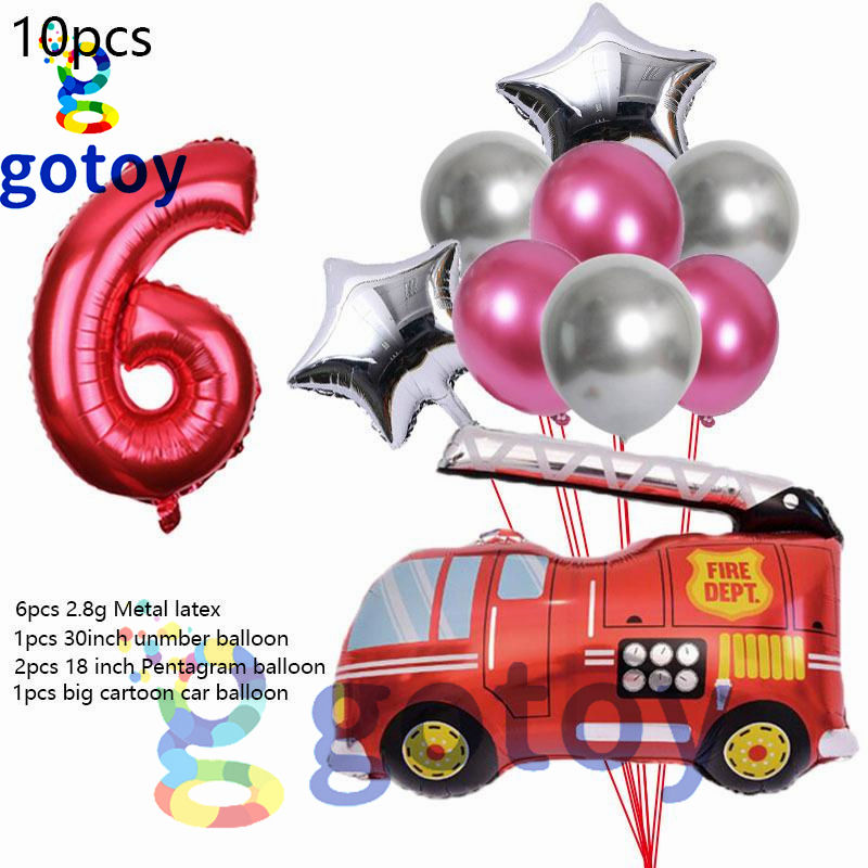 Thumbnail: 10pcs Firetruck Red  Number Balloon