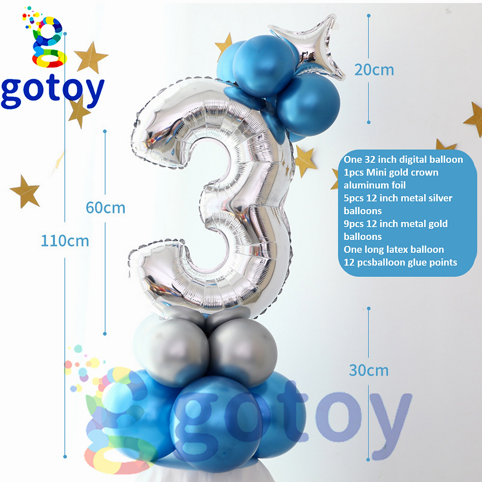 Thumbnail: 12pcs 32 inch Blue Silver Foil Number Balloon