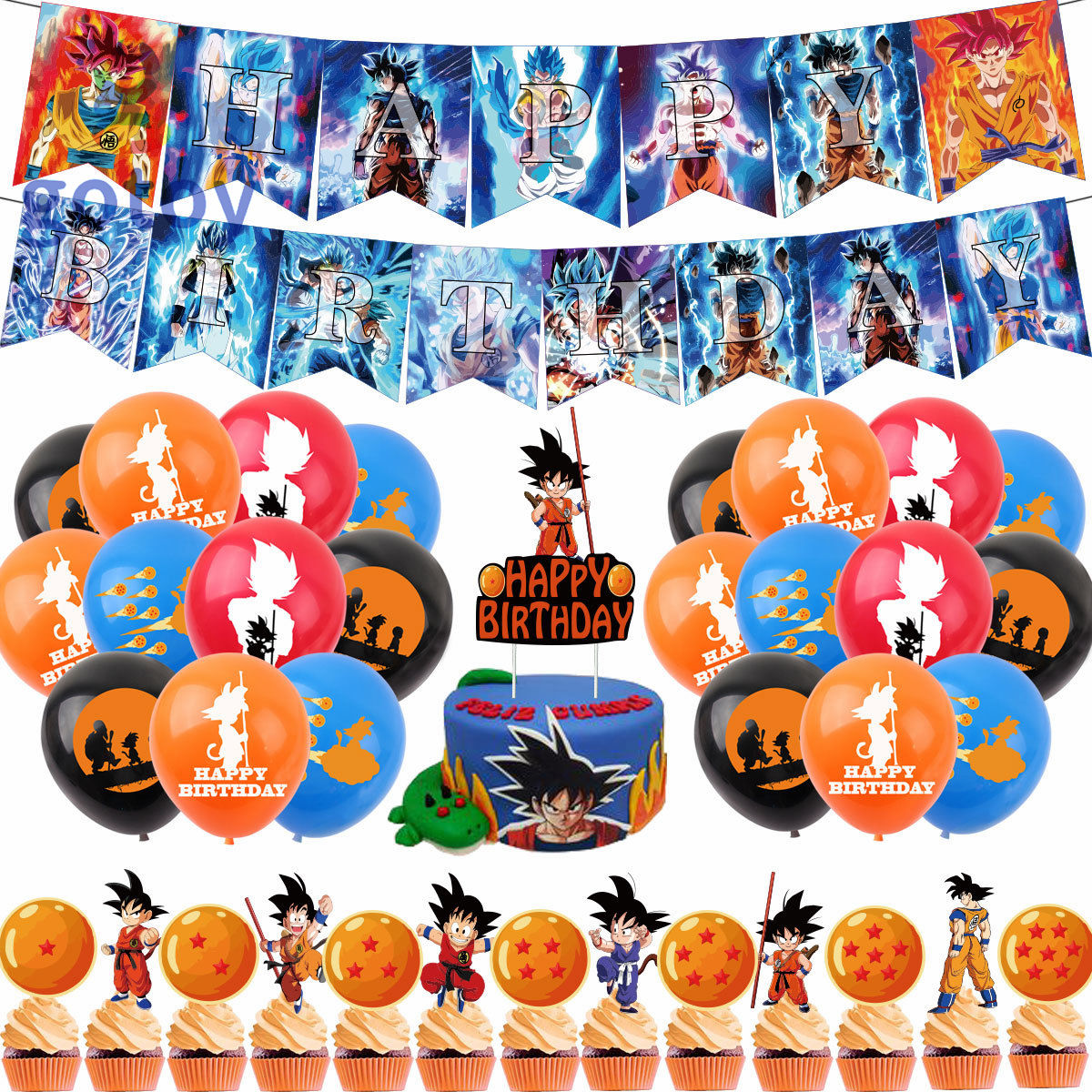 Dragon Ball  happy birthday flag and balloon set