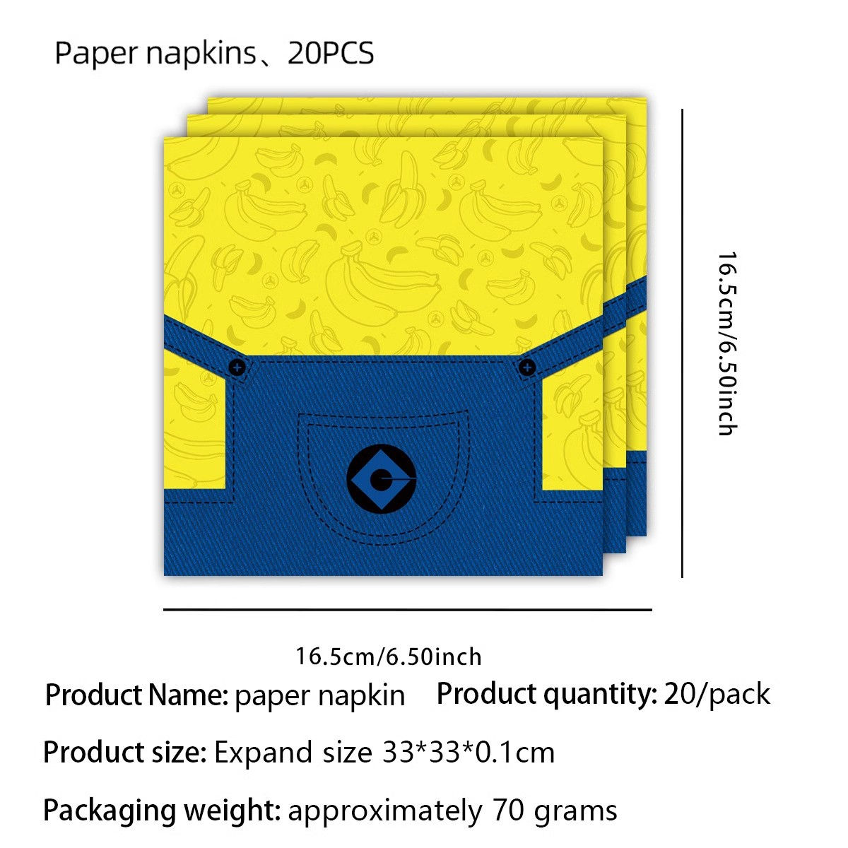 20pcs  Minions Party Supplies  Paper Tissue
