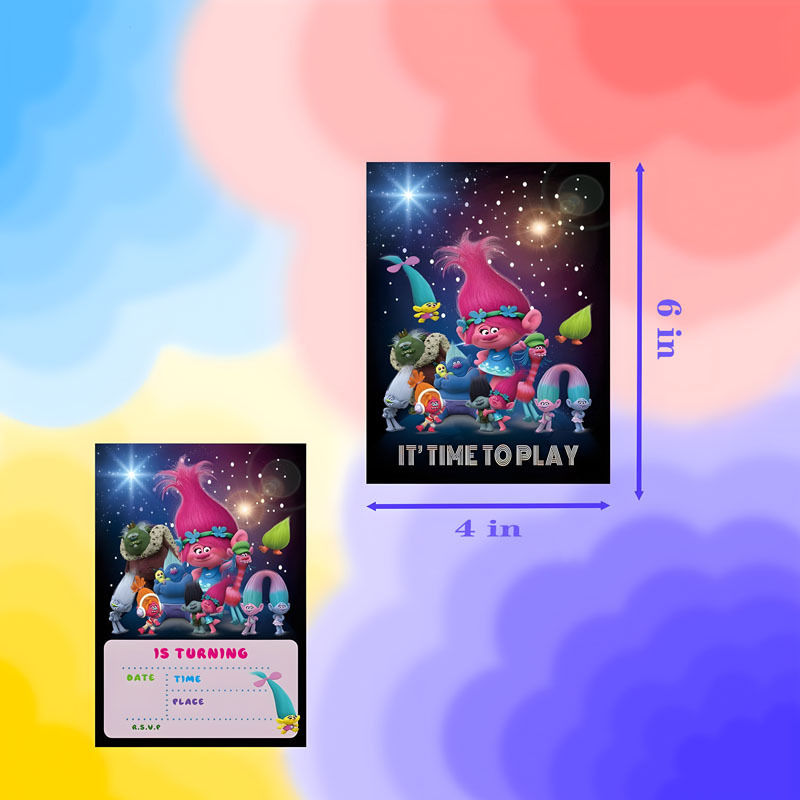 Thumbnail: 10pcs Trolls Party Supplies Invitation Card