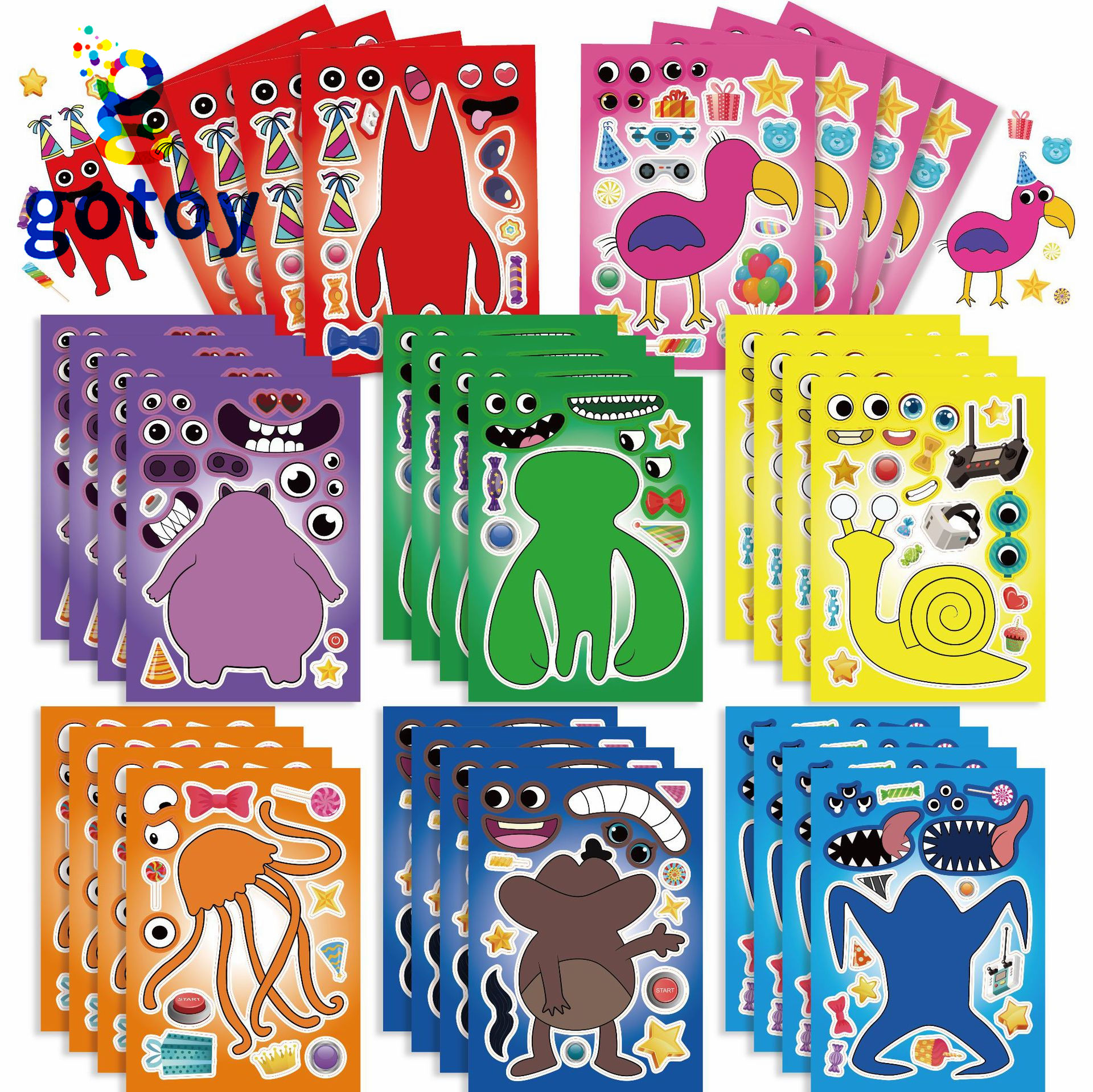 16pcs Garten of Banban Stickers Make a Face Stickers Birthday Party Suppli