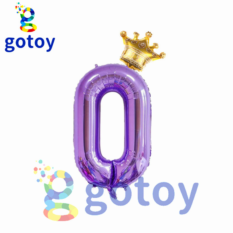 Thumbnail: 2pcs 40 inch Purple Crown Helium Number