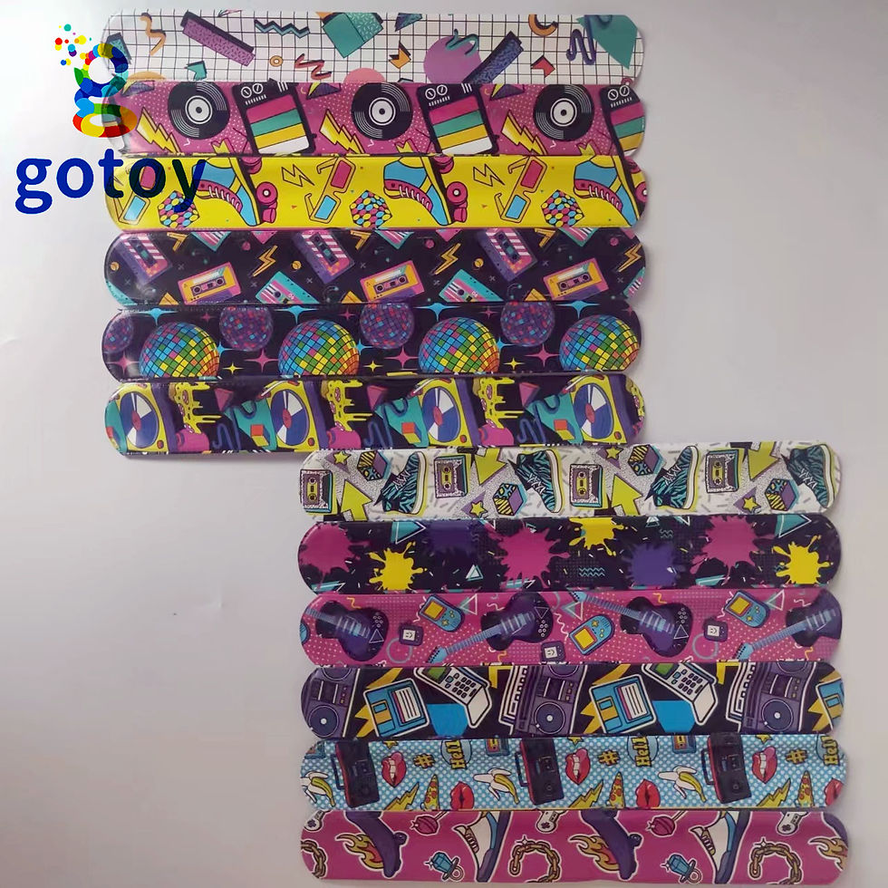 Thumbnail: 12pcs 90's Retro Disco Slap Bracelet Kids Birthday Favors gift toy