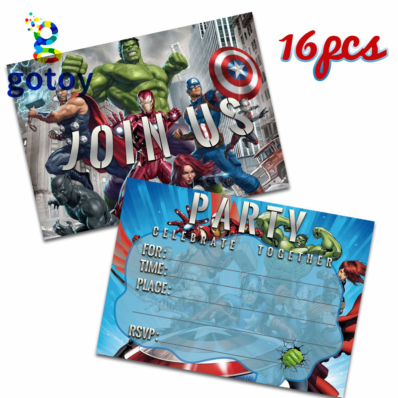Thumbnail: Super Hero Birthday Party Supplies balloon set Invitation Card