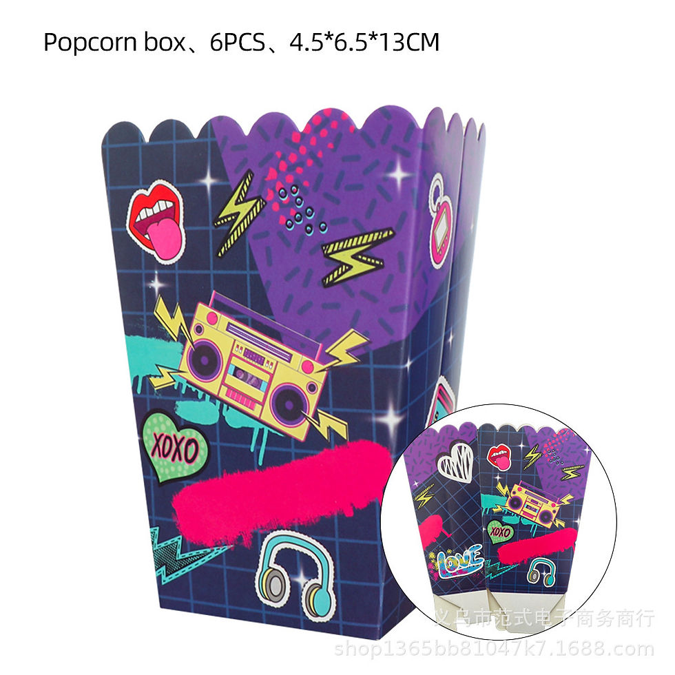 6pcs 90's Party Supplies paper Popcorn Box