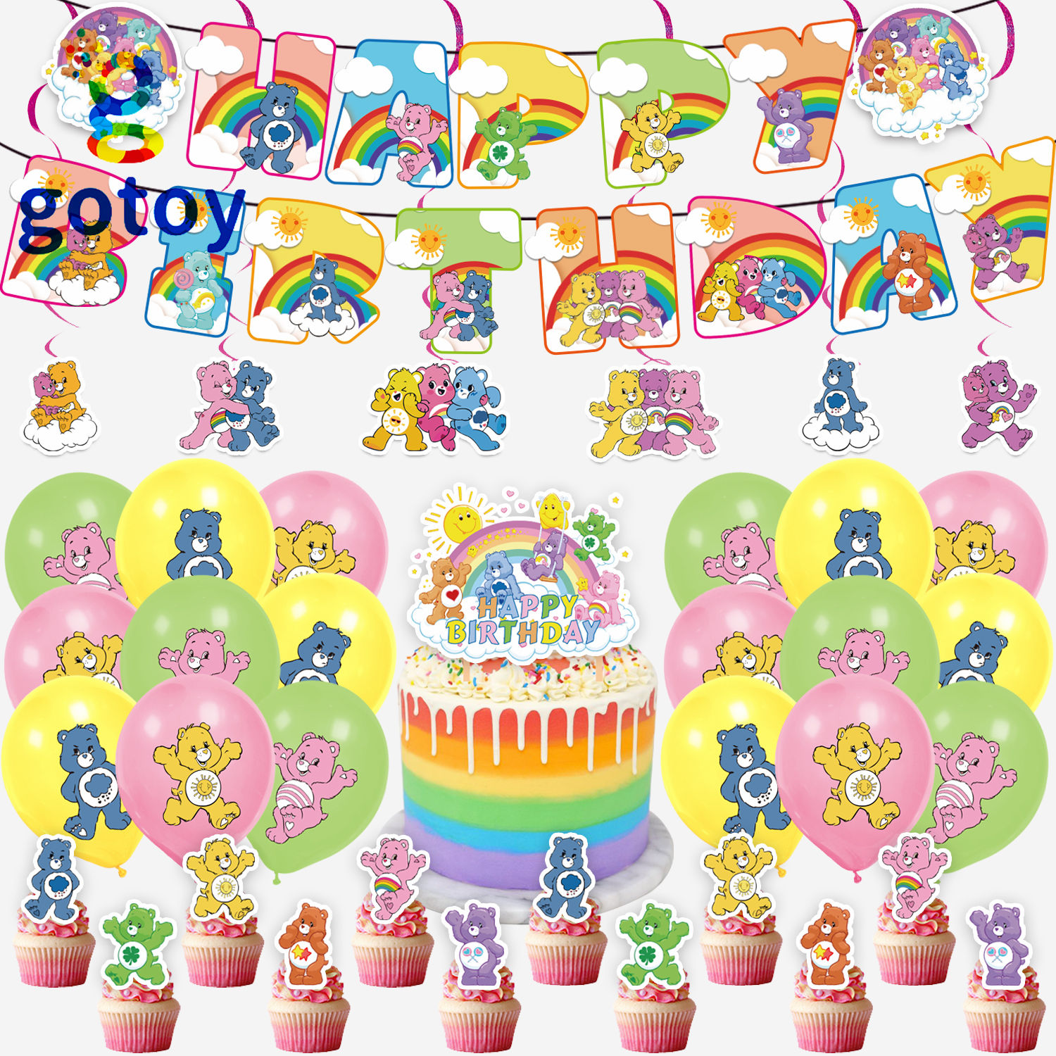 Care Bear Birthday Party Supplies balloon set