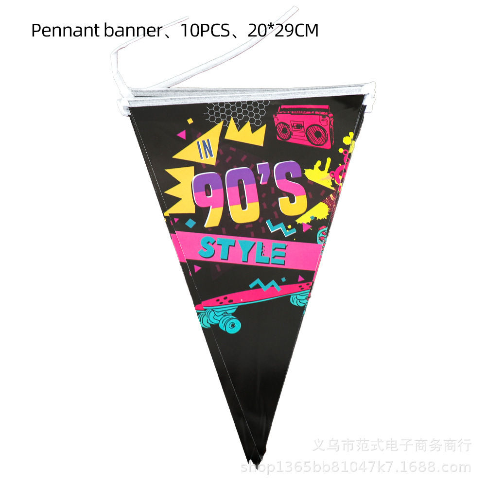 90's 10pcs Party Decoration Pennant Banners