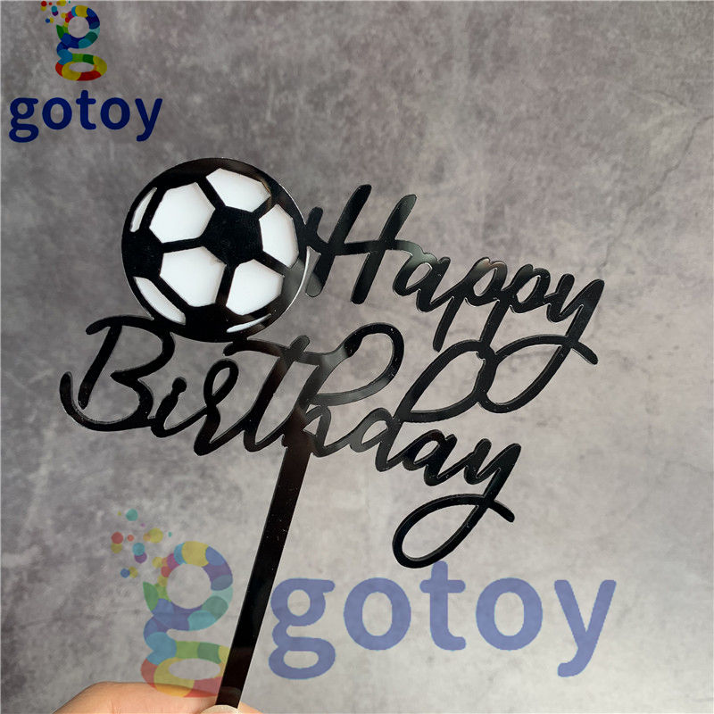 Thumbnail: Soccer Happy Birthday acrylic cake topper cake decoration